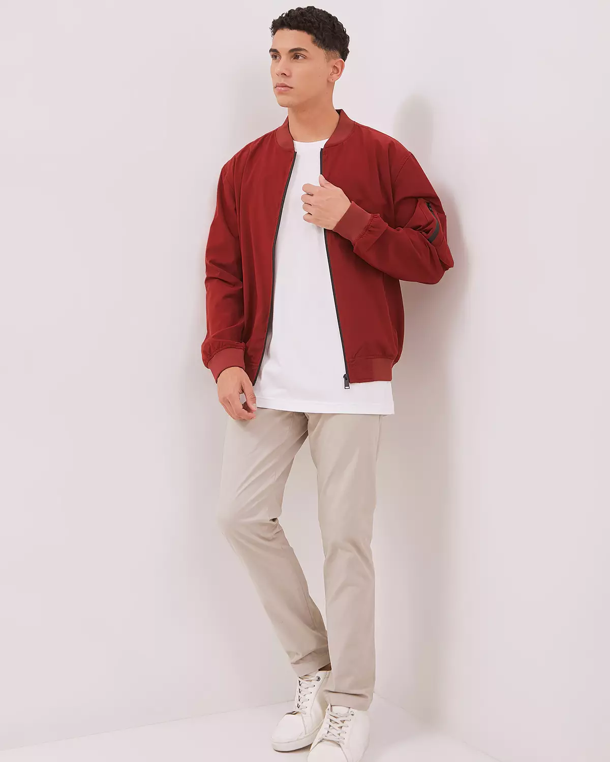 MAROON RED BOMBER JACKET FOR MEN