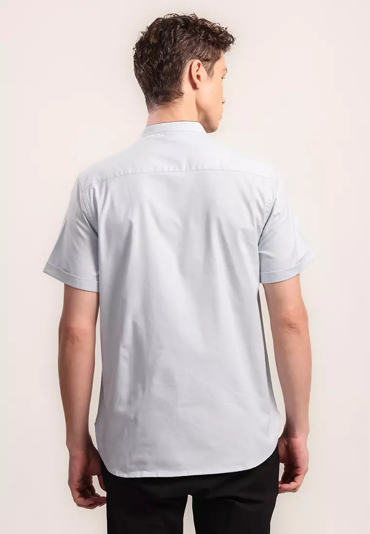 MOC Kemeja Shanghai Lengan Pendek Pria Ismael - Blue Light
