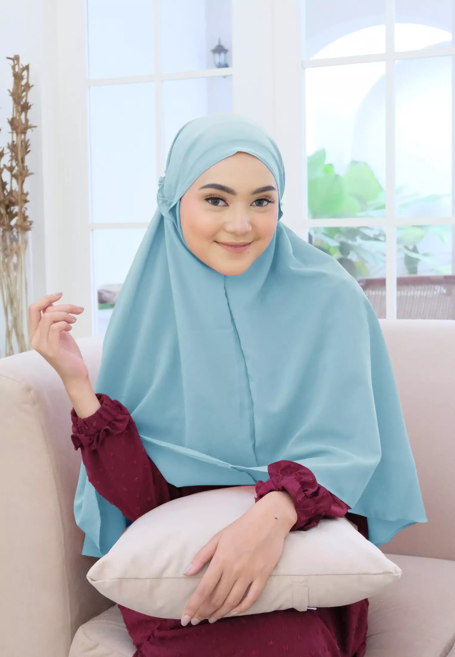Cotton Bee - Zaylie Bergo Tali | Hijab Instan Tali Ruffle - Blue