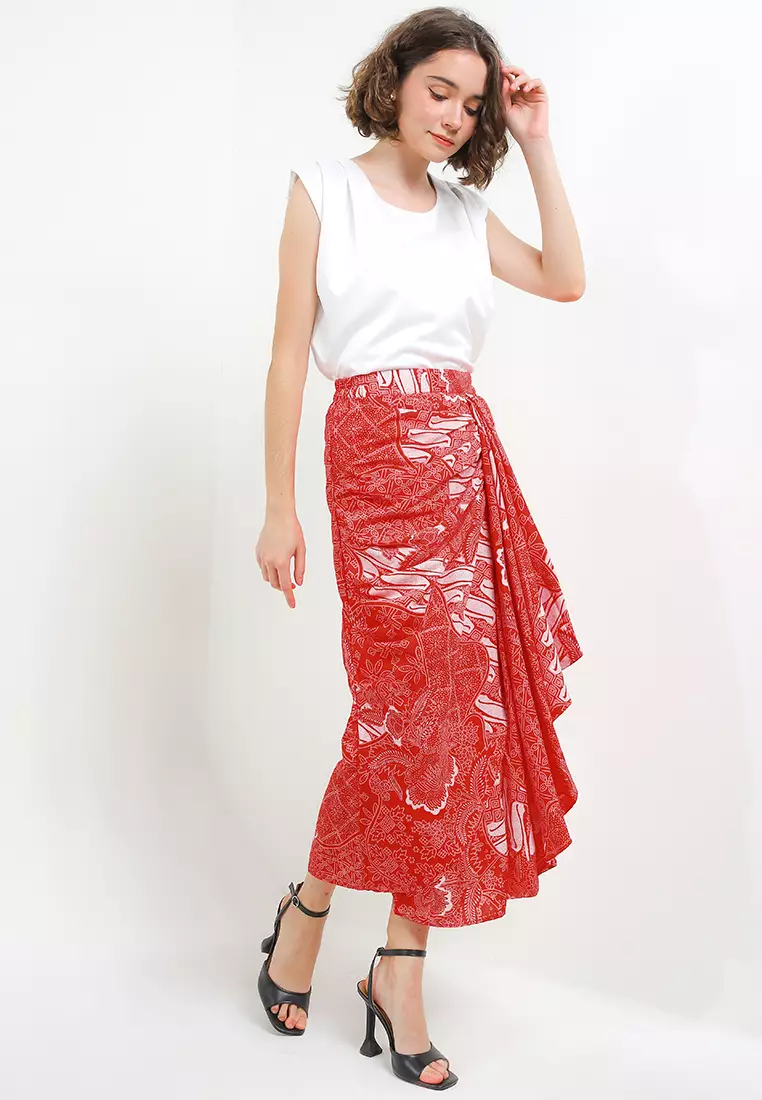 Rok Instan Batik Wanita Prisa Red