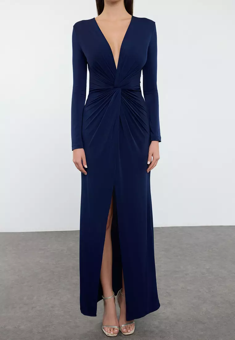 Double Breasted Long Elegant Evening Dress