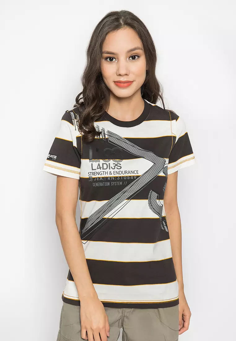 LGS Kaos Casual Wanita Motif Salur Sablon LTS.520.K903M.101.C