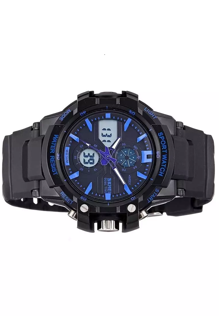 Jam Tangan Sport Pria Analog Stopwatch Waterproof Strap Tali Material Silicon KH01 ORIGINAL