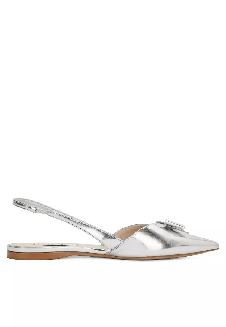 White and sales silver flat sandals