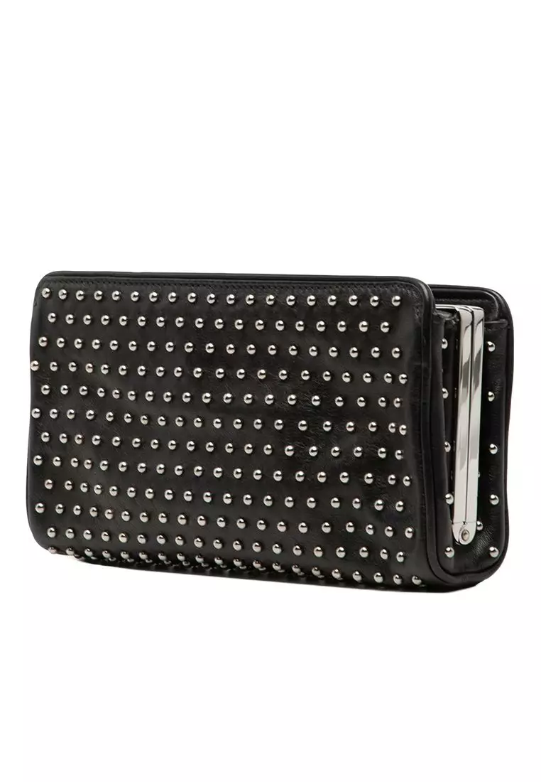 Pre-Loved Prada Studded Leather Clasp Clutch
