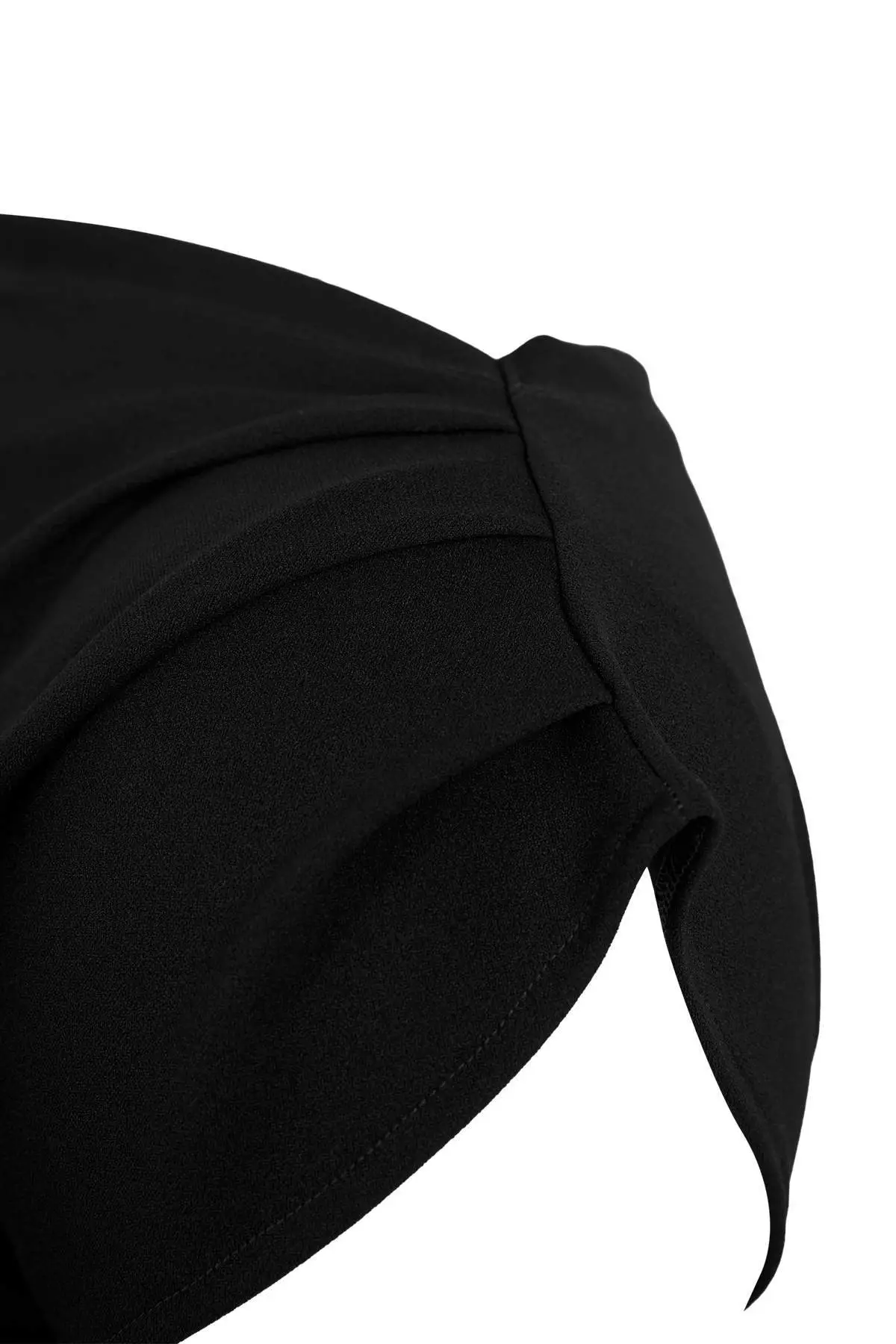 Black Crepe Knit Plus Size Blouse Tbbss25Af00119