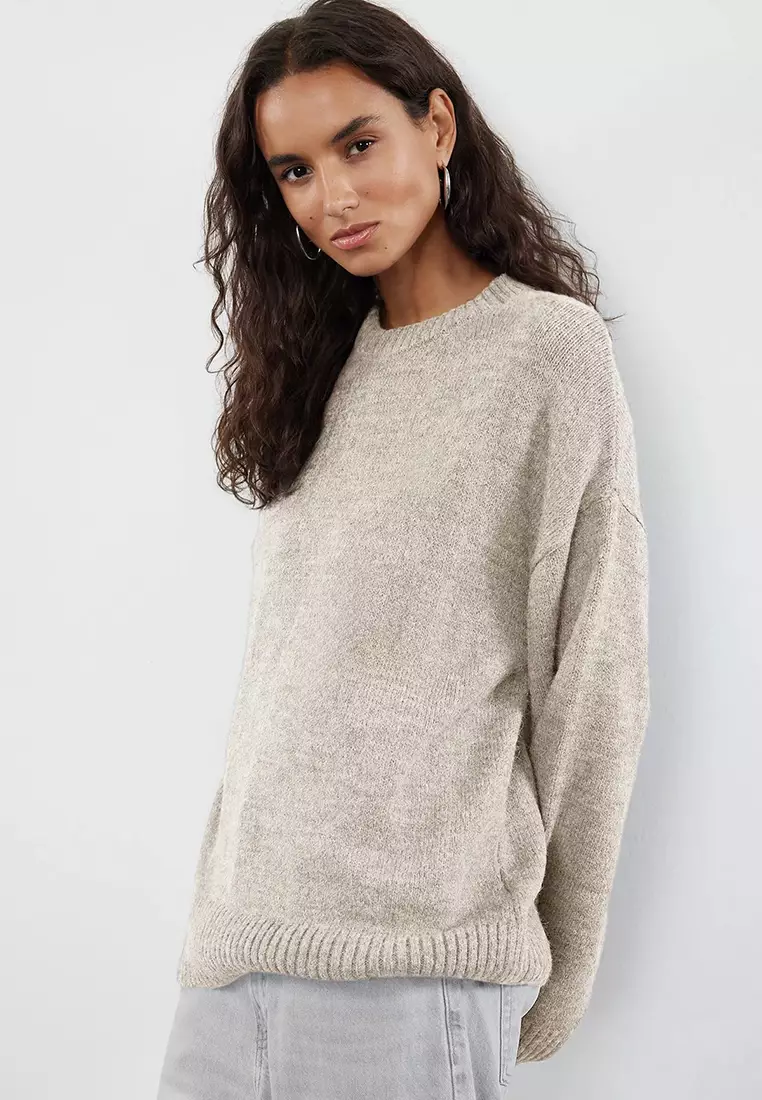 Stone Wide Pattern Crew Neck Knitwear Sweater TWOAW25KZ00168