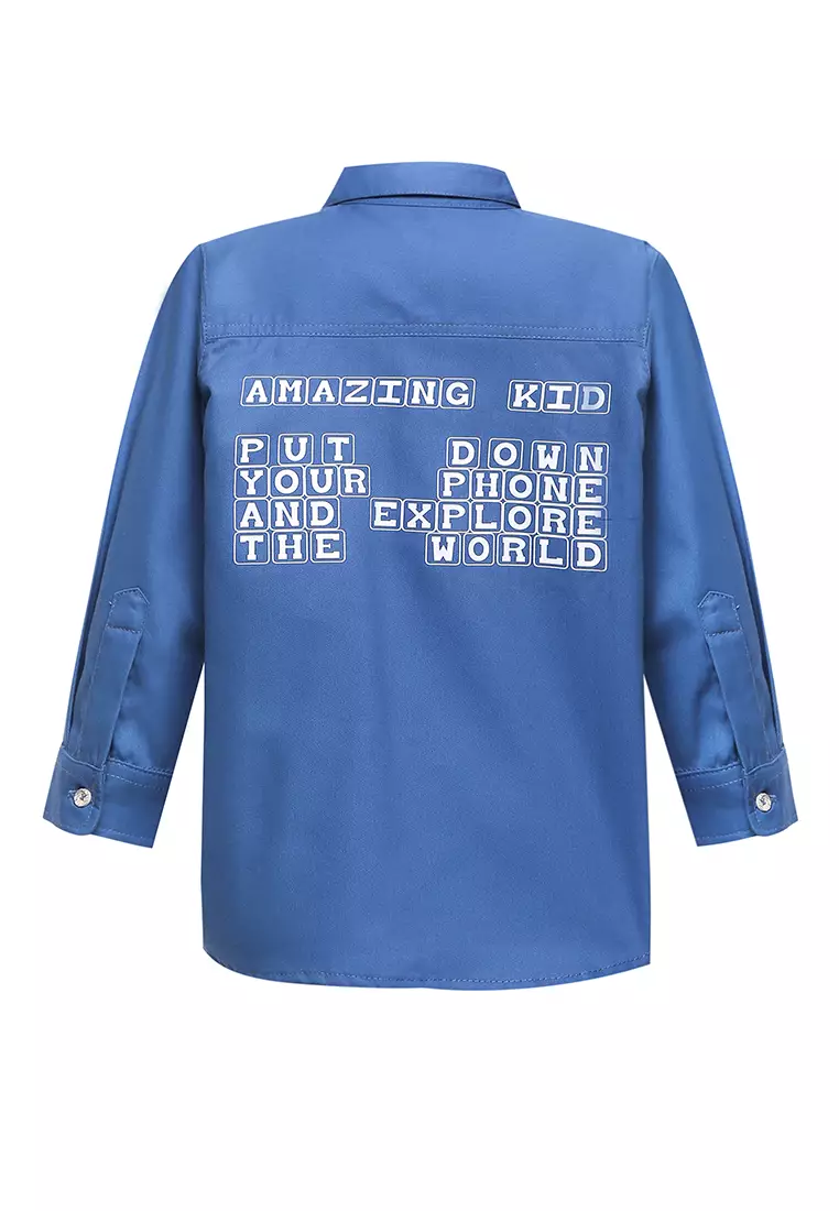 Qna Boy Maqbul Kemeja Panjang Anak Biru