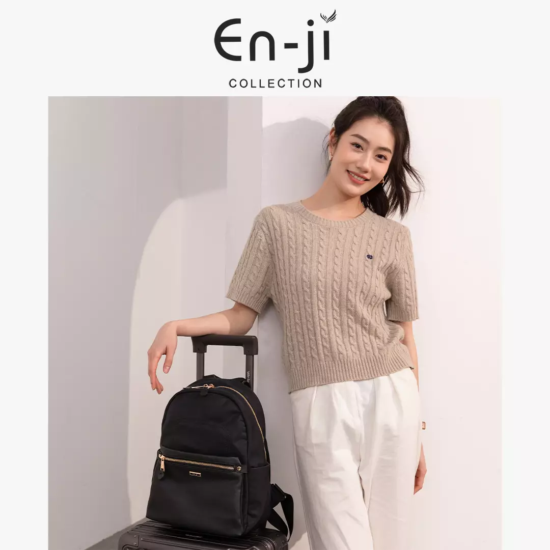 En-ji Mirea Backpack Wanita Warna Khaki