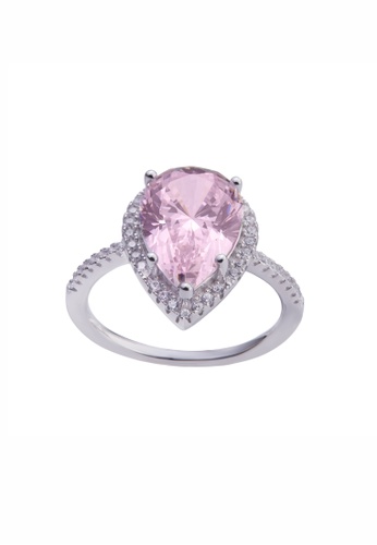 SHANTAL JEWELRY pink and silver Cubic Zirconia Rose Diamond Silver Enchanted Teardrop Ring SH814AC65VJYSG_1