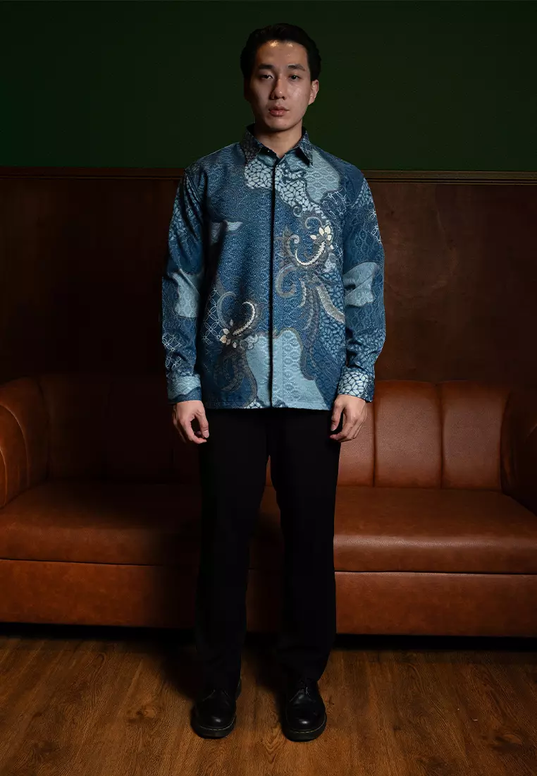 Enzy Batik Exclusive Kemeja Batik Pria Bameswara - Biru