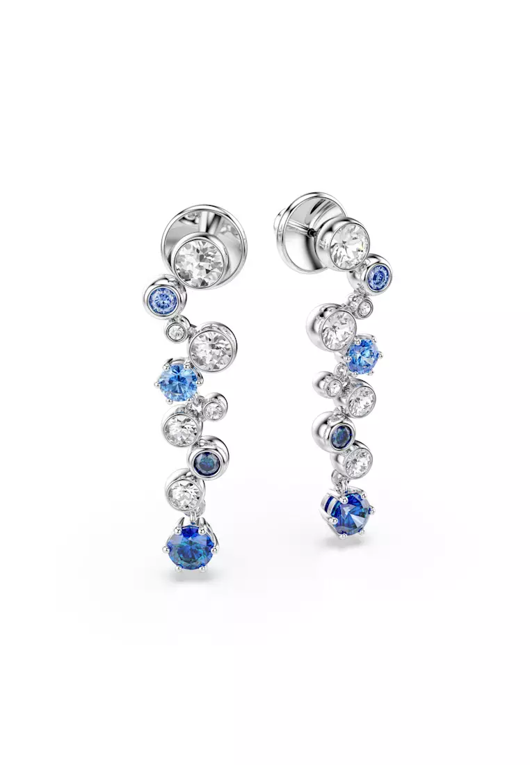 Constella drop earrings, Mixed cuts, Blue, Rhodium plated