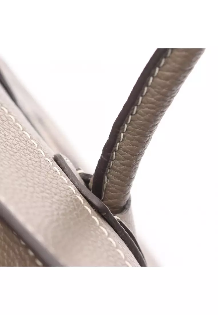 Pre-Loved Celine luggage micro shopper Handbag tote bag leather Gray brown