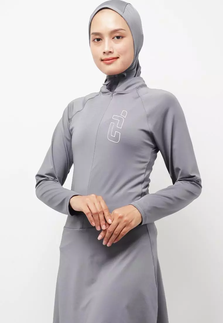 Td Active LSA23 Set Baju Renang Set Hijab Muslim Hijab Atasan Legging Abu