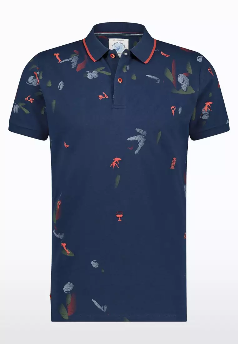 Buy A Fish Named Fred Men Embroidery Navy Polo- Olive Leaf Series