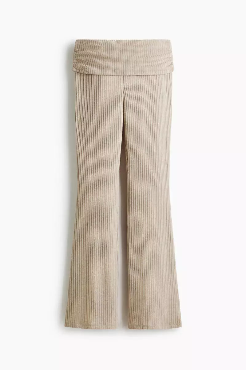 Rib-knit foldover-waist leggings