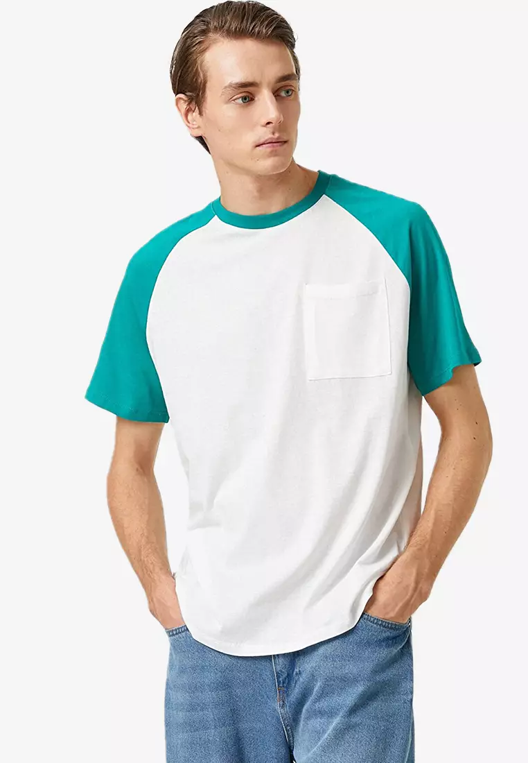 KOTON Pocket Detailed T-Shirt Raglan Sleeve Crew Neck 2024