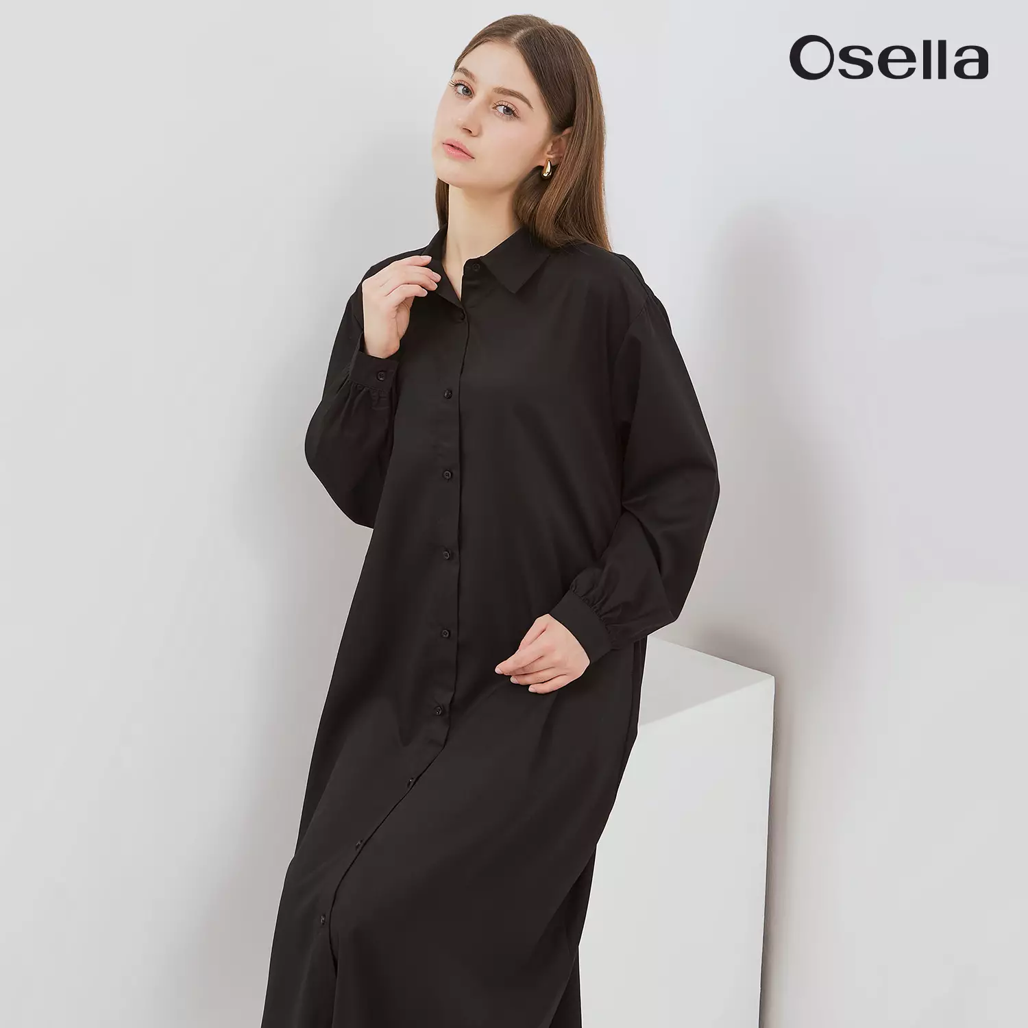Osella Classic A-Line Shirt Dress 2157660143 | Dress Lengan Panjang Wanita
