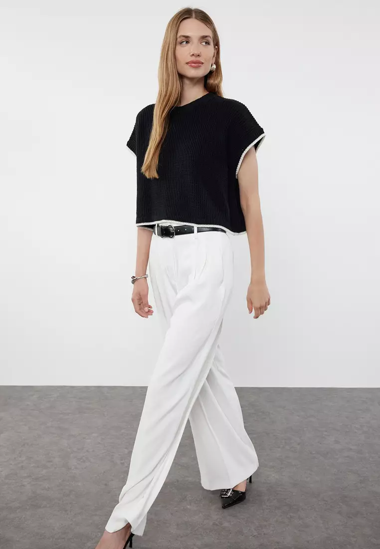 Crop Crew Neck Knitwear Sweater