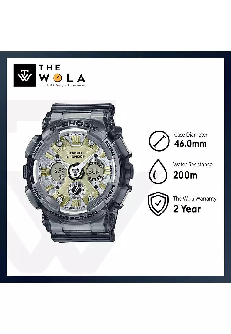 Women's Analog-Digital Watch GMA-S120GS-8A Grey Skeleton Resin Band Ladies Sport Watch