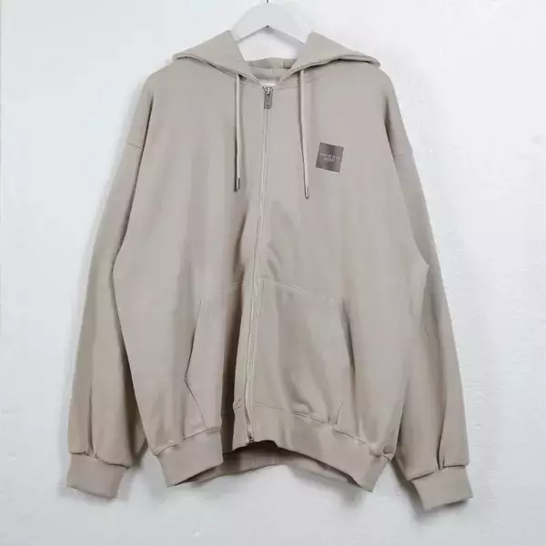Jaket ADLV BOX BASIC LOGO POCKET ESSENTIAL BEIGE ZIP HOODIE 100% ORIGINAL