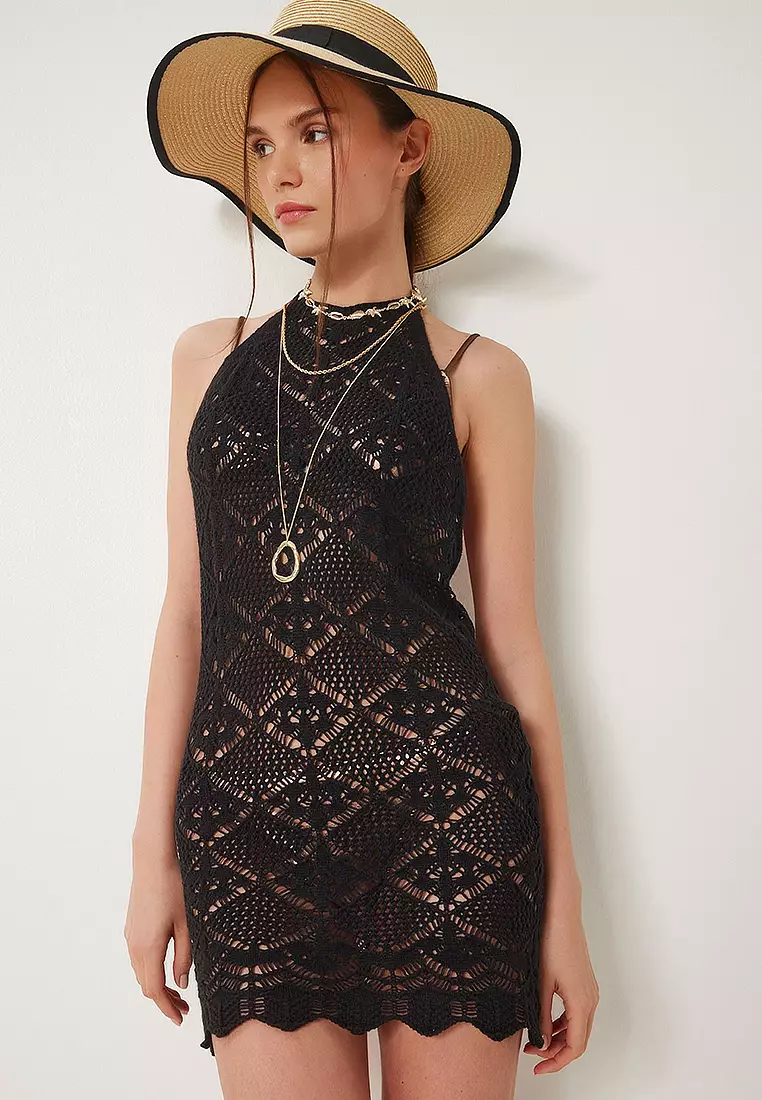 Backless Mini Knitwear Beach Dress