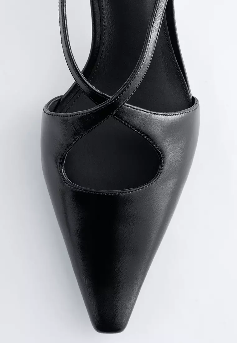 Criss-Cross Leather Slingback Pumps