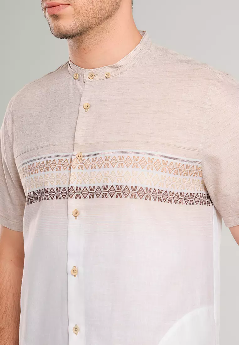 MOC Kemeja Koko Lengan Pendek Pria Riyadh B - Khaki