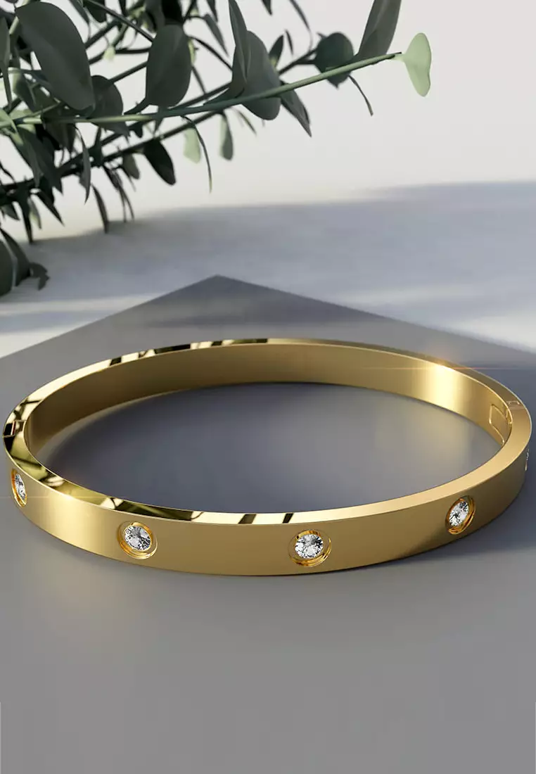 Cecelia Stainless Steel Bangle in Gold - 64mm