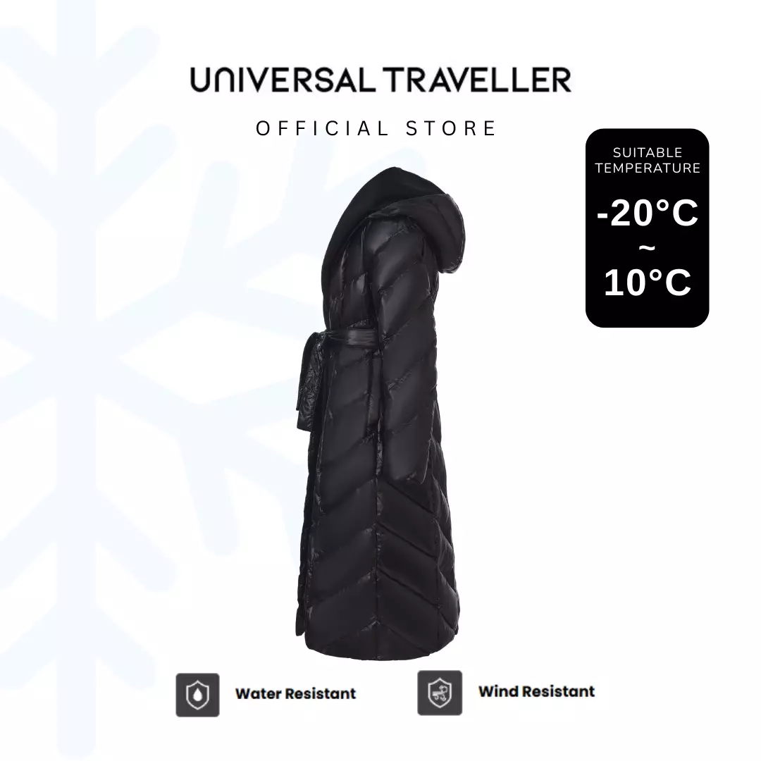 UNIVERSAL TRAVELLER  ELEGANT QUILTED MIDNIGHT DOWN COAT DJW25023