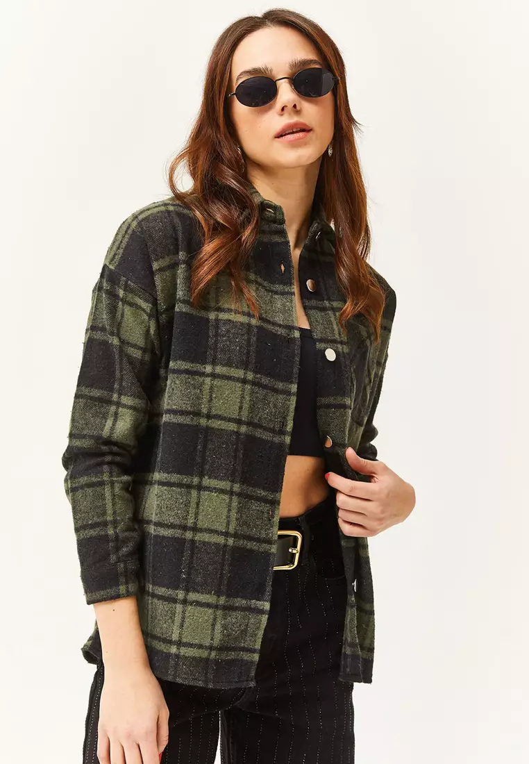 One Pocket Thick Plaid Lumberjack Shirt