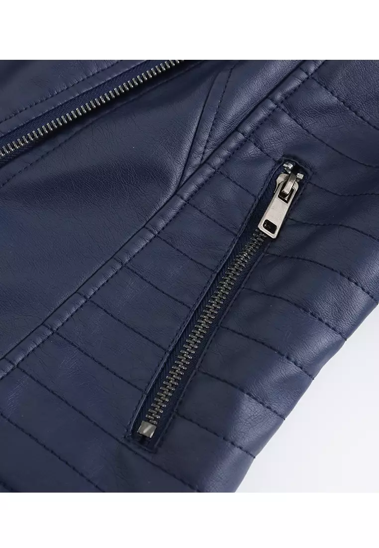 Cropped Faux Leather Jacket AD-D25