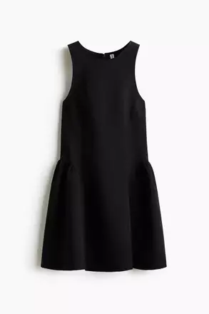 slim fit dress slacks H&M Divided Black Ribbed Knit Cut-Out Neck Short Sleeve Fit & Flare Dr –  Brie