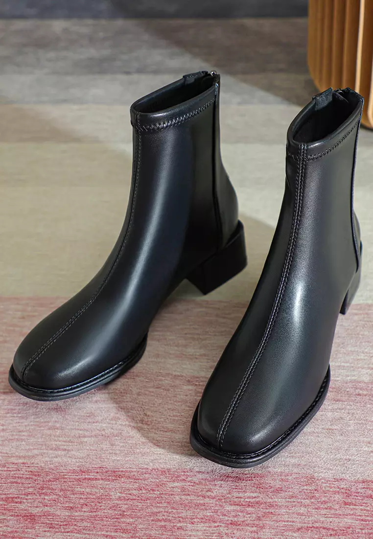 4CM 圓頭仿皮踝靴 839-2