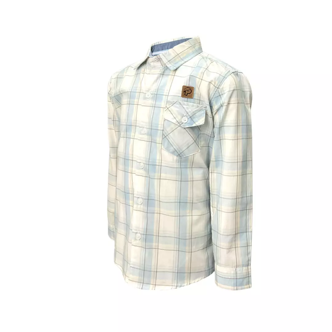 Pingu Kemeja Anak Laki Laki Kotak-Kotak Panjang Biru Muda 92100531