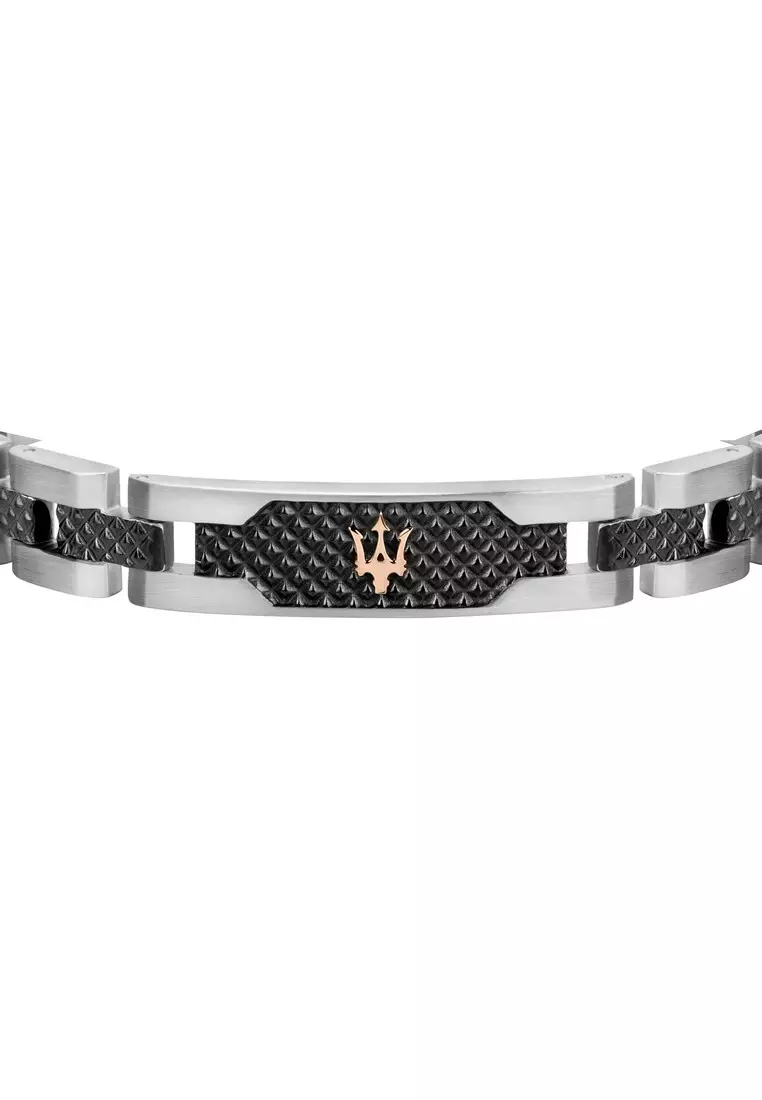 Maserati Jewels 210mm Men's Stainless Steel Bracelet, Black, JM419ASC01 (Adjustable)