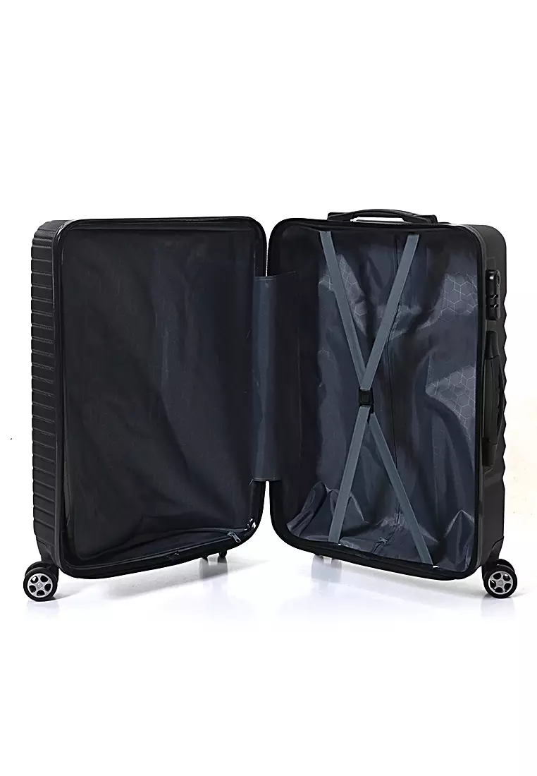 Austin Koper Hardcase Unisex Size 24 Inch Suitcase Combination Lock Large Compartment Tas Travel Material ABS+PVC Coated ORIGINAL - Black