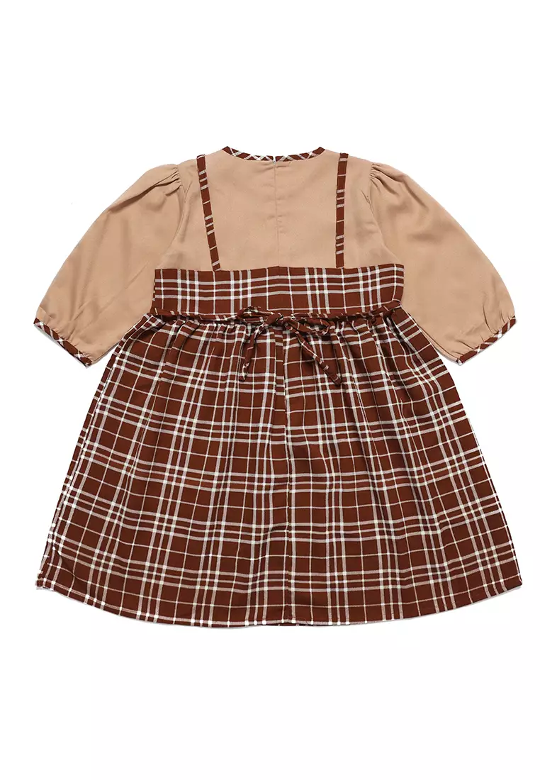 Dress Anak Perempuan Kotak Pita Maroon - CUTE