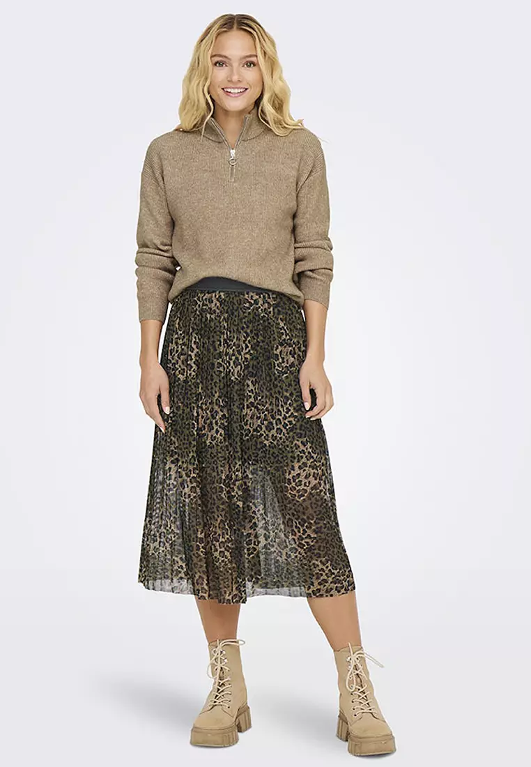 Pleat Mesh Jersey Skirt