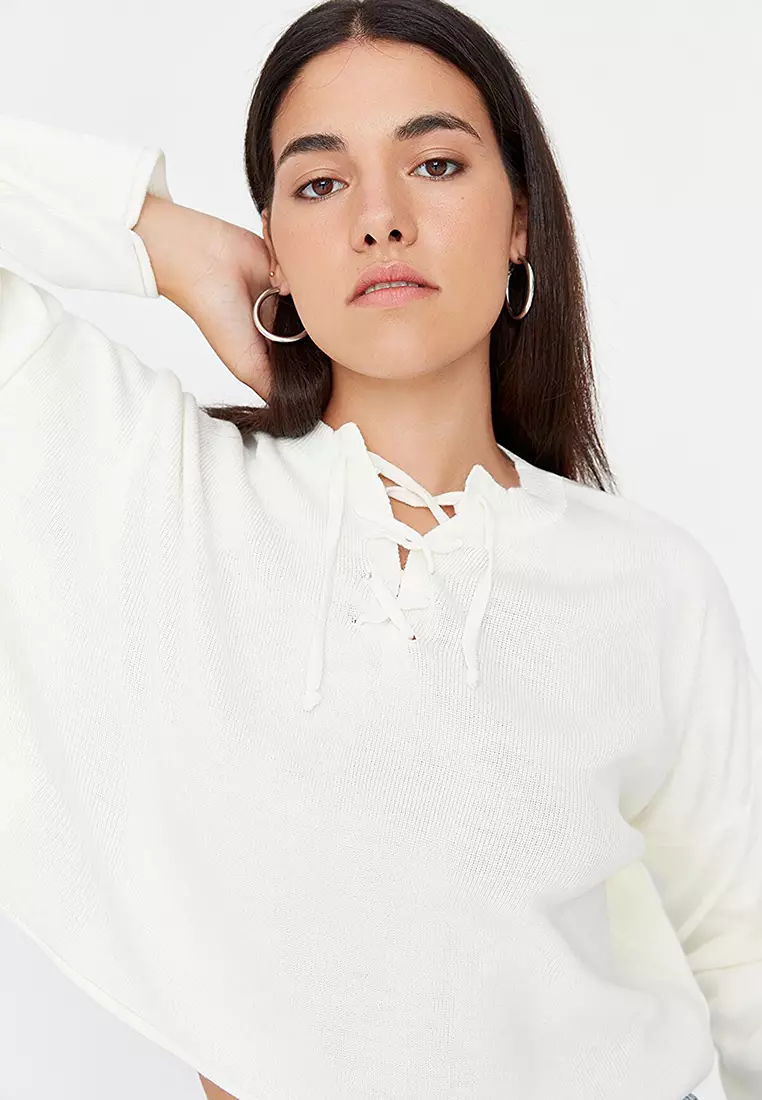 Buy Trendyol Lace Up Neck Sweater 2024 Online ZALORA Singapore