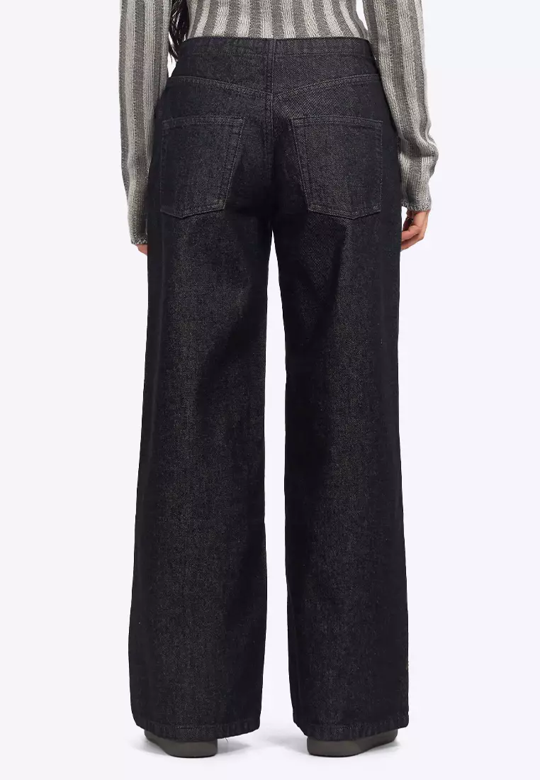 Wide Leg Drawstring Denim Pants