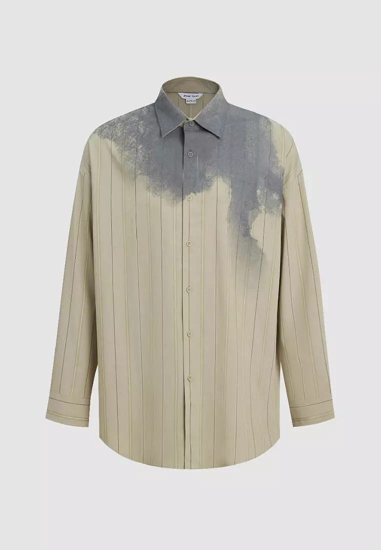 落肩袖宽松型开襟衬衫