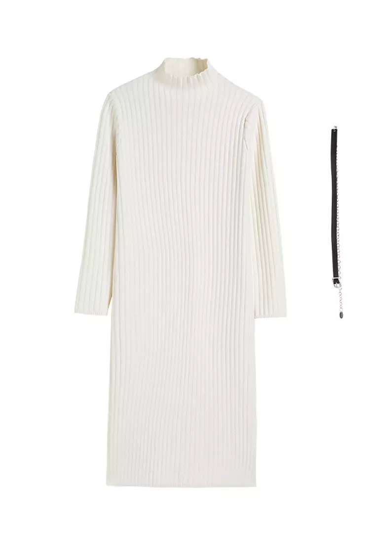 Buy Twenty Eight Shoes High Collar Rib Knit Dress AW2663 in White 2024  Online