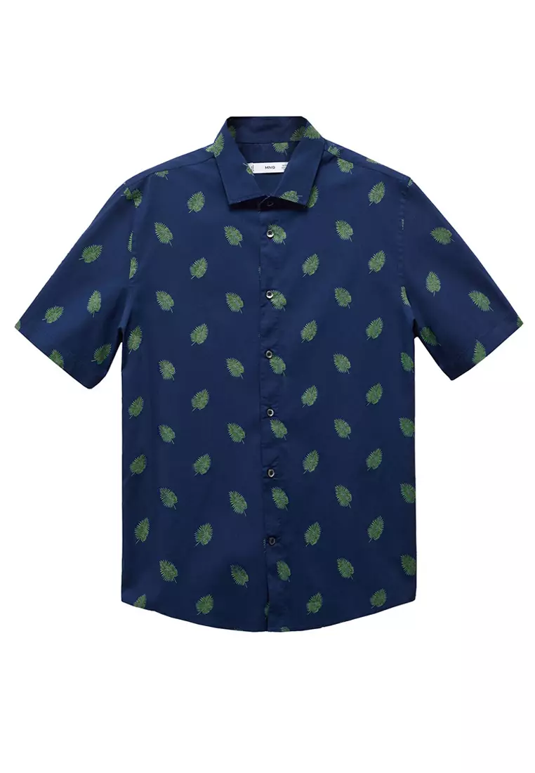 Jual MANGO Man 100% Cotton Short-Sleeved Printed Shirt Original 2024 ...