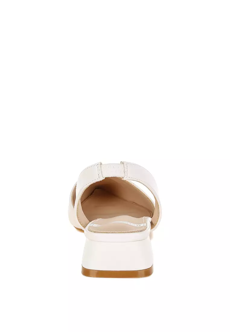 Sandal Slingback Kulit Lembut Warna Putih