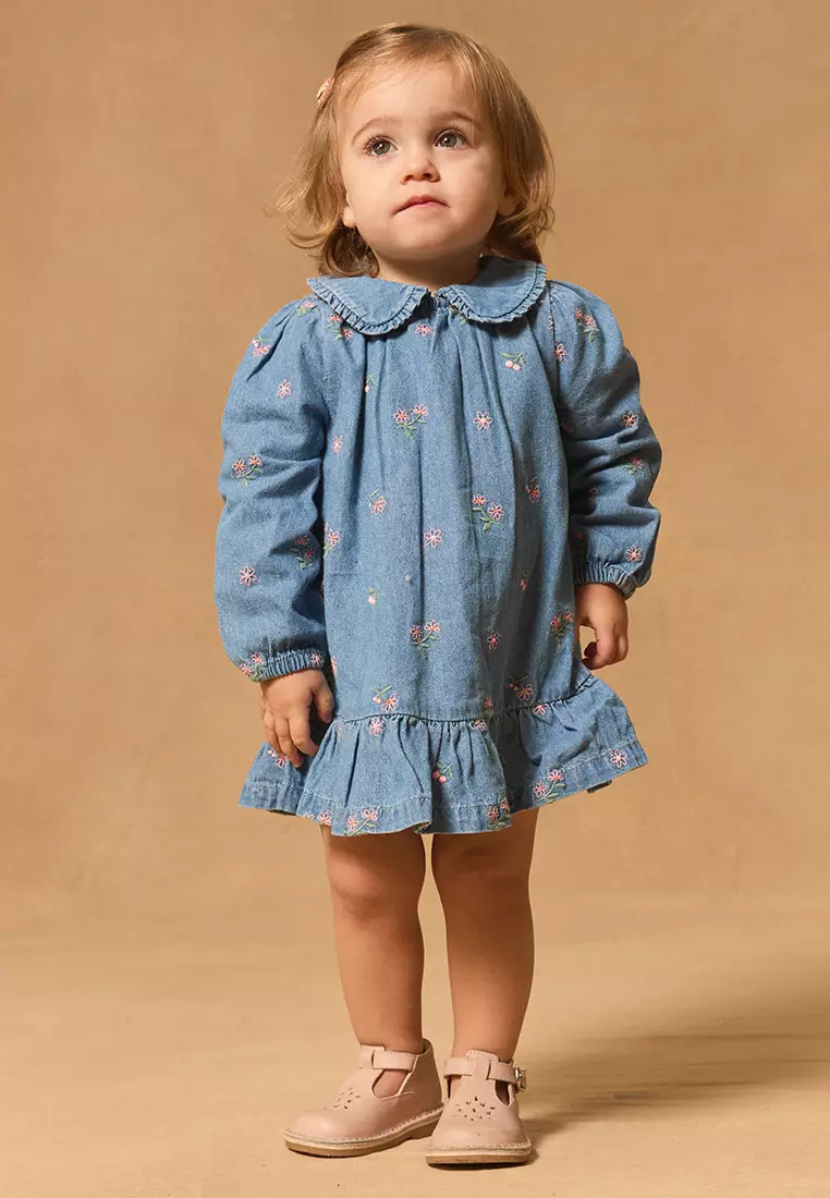 Denim Dress With Peter Pan Collar