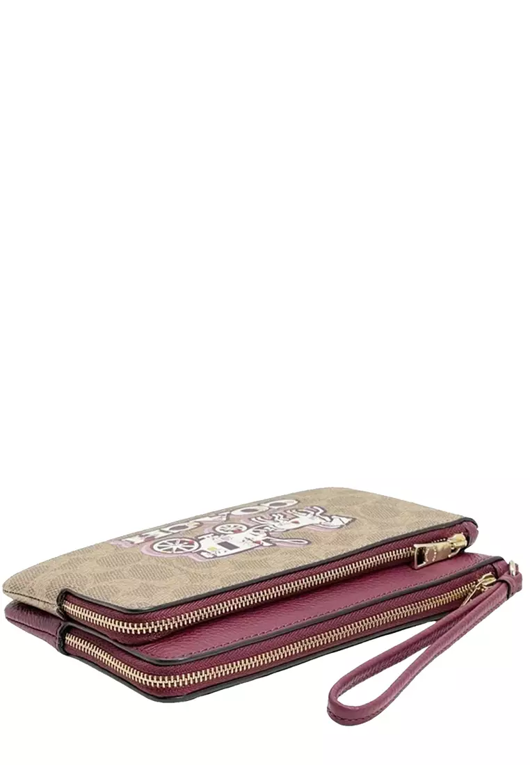 Buy Coach Double Zip Wallet In Signature Canvas With Horse