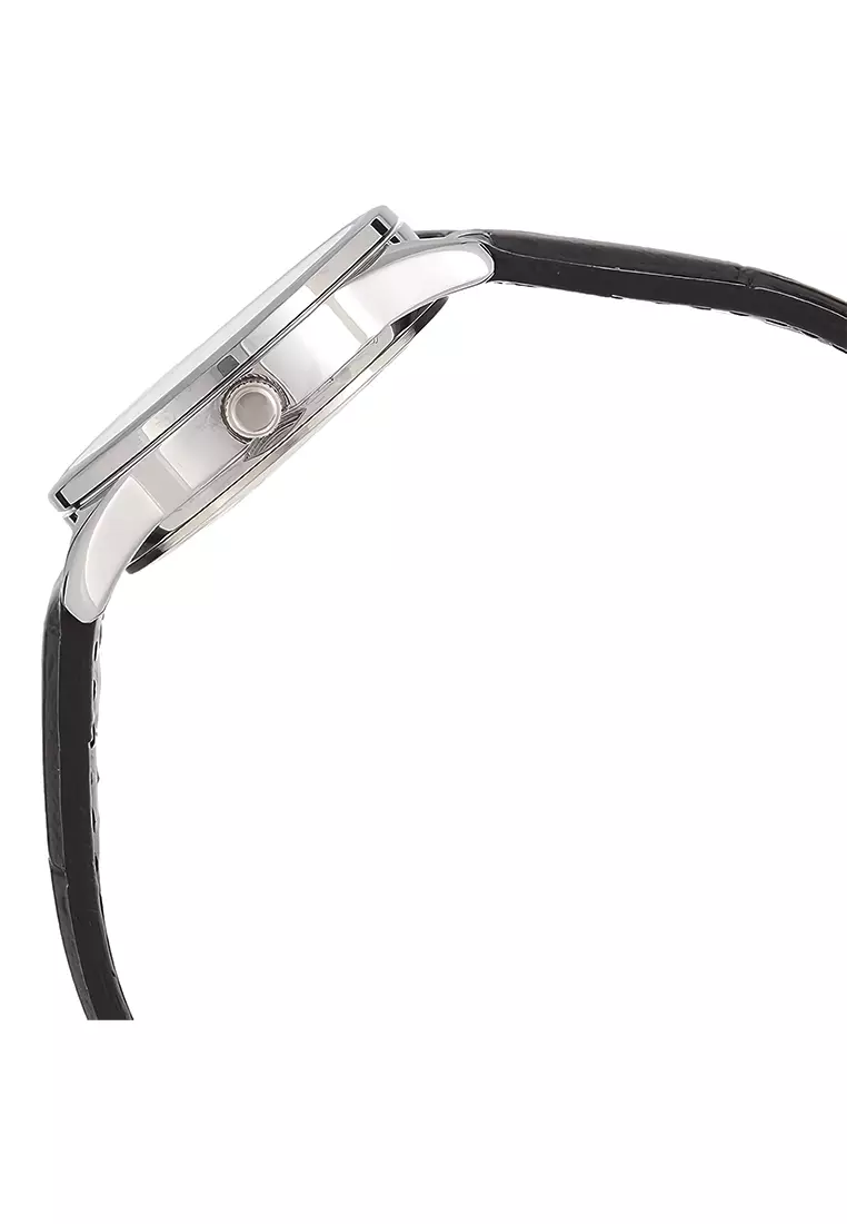 Casio - Jam Tangan Analog Wanita - Silver - Black Leather Strap - LTP-V005L-7A