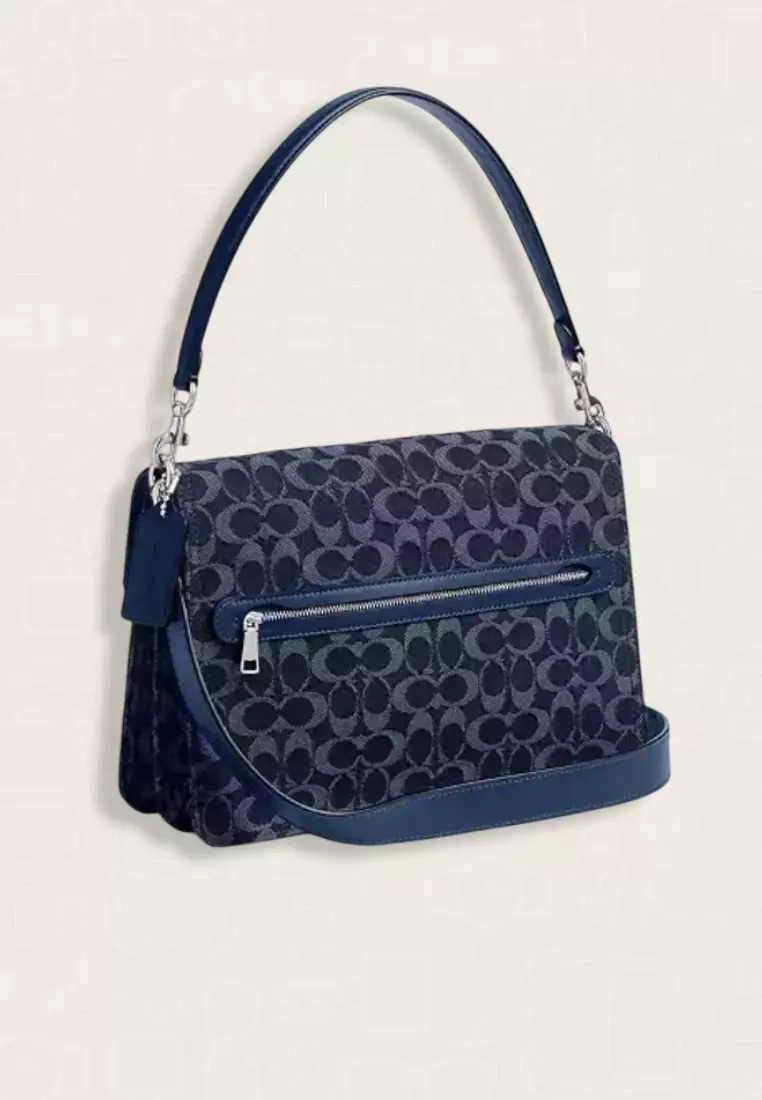 Coach Chain Tabby Shoulder Bag 30 In Signature Denim Deep Blue