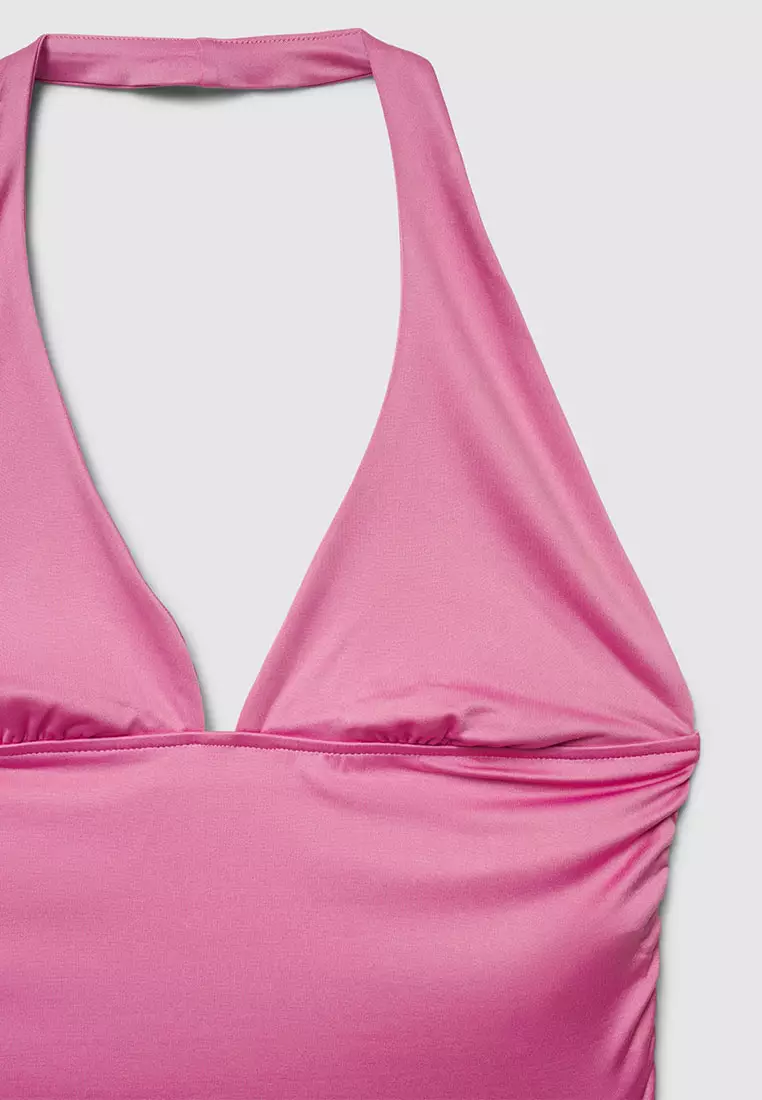 Women's Halter Deep V-Neck Crop Top